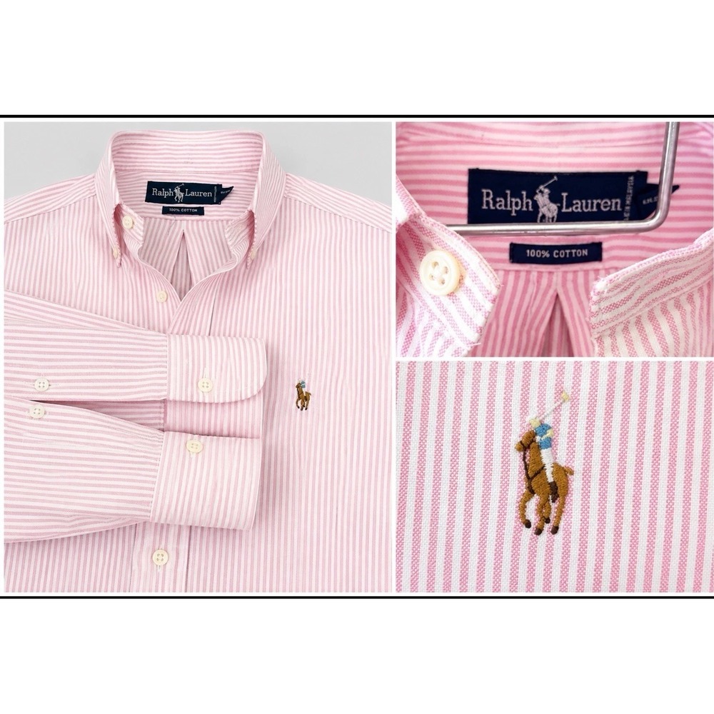 RALPH LAUREN X Large 16-34 Mens Oxford Pink Button Down Classic Fit Pony Logo